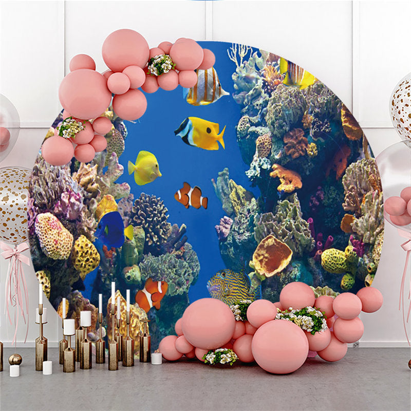 Lofaris Underwater World Of Clownfish And Corals Circle Backdrop