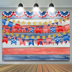 Lofaris United States Flag With Gold Star Theme Wood Backdrop