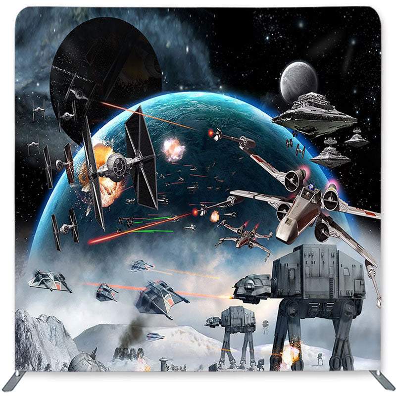 Lofaris Universe Alien Wars Double-Sided Backdrop for Birthday