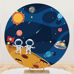 Lofaris Universe And Astronaut Round Happy Birthday Backdrop