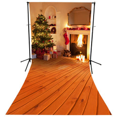 Lofaris Warm Fireplace Wooden Christmas Backdrop For Photo