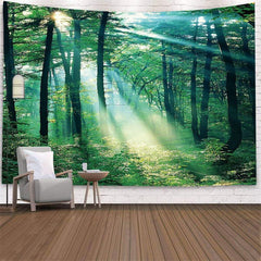 Lofaris Warmful Sunlight Forest Landscape Funny Wall Tapestry