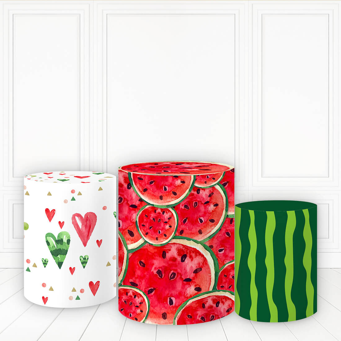 Lofaris Watermelon And Love Theme Pillar Wrap Summer Plinth Cover