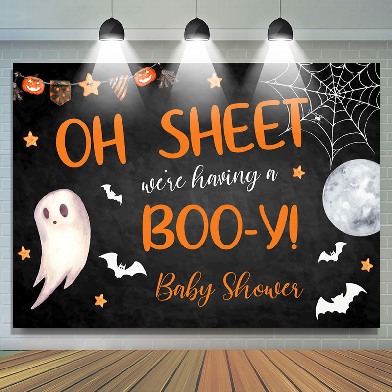 Lofaris We Are Having A Booy Halloween Baby Shower Backdrop