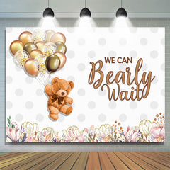 Lofaris We Can Bearly Wait Flying Bear Baby Shower Backdrop For Girl Boy