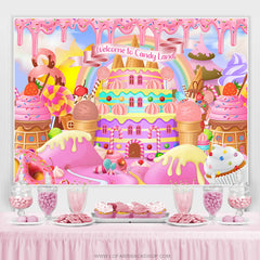 Lofaris Welcome To Candy Land Castle Birthday Backdrop