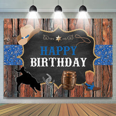 Lofaris Western Cowboy Theme Rustic Wood Happy Birthday PartyBackdrop