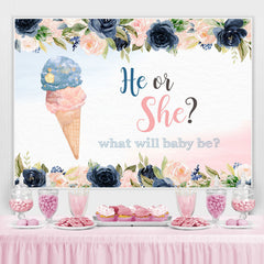 Lofaris What Will Baby Be Icecream Floral Backdrop for Shower Party