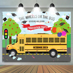 Lofaris Wheels On The Bus Theme Graduation Party Backdrop