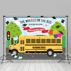 Lofaris Wheels On The Bus Theme Graduation Party Backdrop