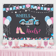 Lofaris Wheels Or Heels Gender Reveal Baby Shower Backdrop