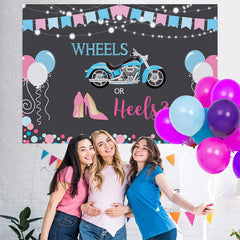 Lofaris Wheels Or Heels Gender Reveal Baby Shower Backdrop