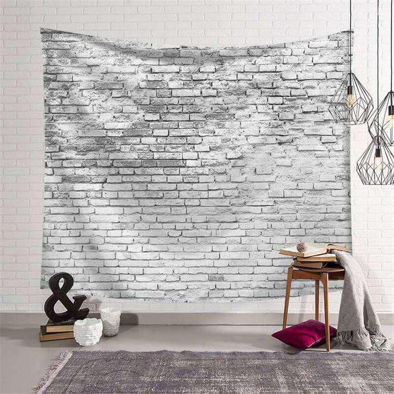 Lofaris White And Grey Bricks Architecture Family Wall Tapestry