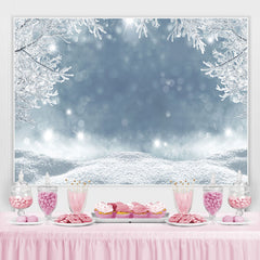 Lofaris White And Snowy Land With Glitter Light Winter Backdrop