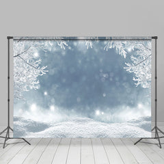Lofaris White And Snowy Land With Glitter Light Winter Backdrop