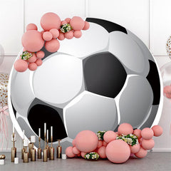 Lofaris White Black Football Circle Happy Birthday Backdrop