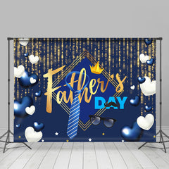 Lofaris White Blue Heart Golden Crown Happy Fathers Day Backdrop