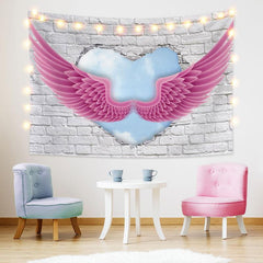 Lofaris White Brick Love Wing Novelty Art Decor Wall Tapestry