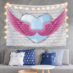 Lofaris White Brick Love Wing Novelty Art Decor Wall Tapestry