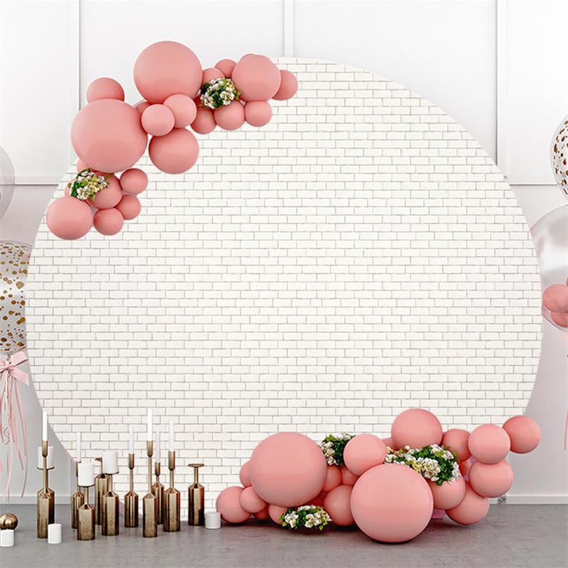 Lofaris White Brick Simple Baby Shower Round Backdrop for Party