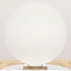 Lofaris White Brick Simple Baby Shower Round Backdrop for Party