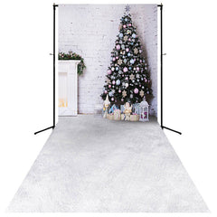 Lofaris White Brick Wall Christmas Tree Photography Backdrop