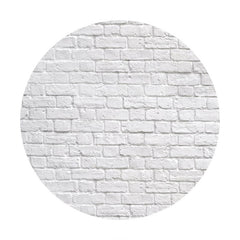 Lofaris White Brick Wall Round Backdrop For Happy Birthday