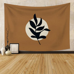 Lofaris White Circle Leaves Still Life Family Wall Tapestry