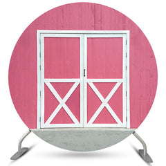 Lofaris White Door And Pink Wood Round Wedding Decro Backdrop