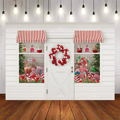 Lofaris White Door With Balloon Wreath Christmas Themed Backdrop