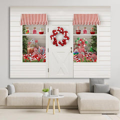 Lofaris White Door With Cute Balloon Wreath Christmas Themed Backdrop