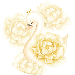 Lofaris White Floral And Swan Round Baby Shower Decro Backdrop