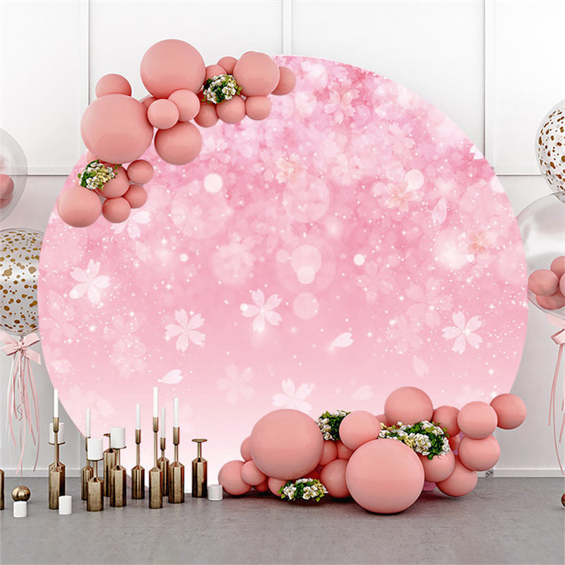 Lofaris White Floral Bokeh Glitter Pink Birthday Backdrop Banner