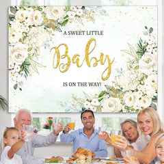 Lofaris White Floral Sweet Baby On The Way Shower Backdrop