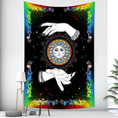 Lofaris White Hand Mandala Pattern Art Decor Wall Tapestry