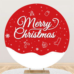 Lofaris White Snow And Tree Merry Christmas Round Backdrop