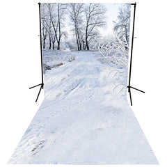 Lofaris White Snowy Scene Green Winter Backdrop For Photo