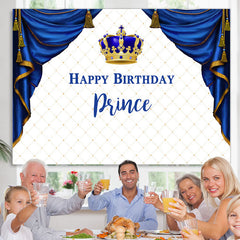 Lofaris White Square And Crown Prince Happy Birthday Backdrop