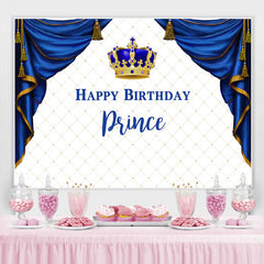 Lofaris White Square And Crown Prince Happy Birthday Backdrop