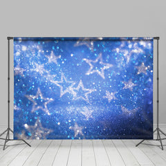 Lofaris White Stars Light Blue Bokeh Dance Party Backdrop