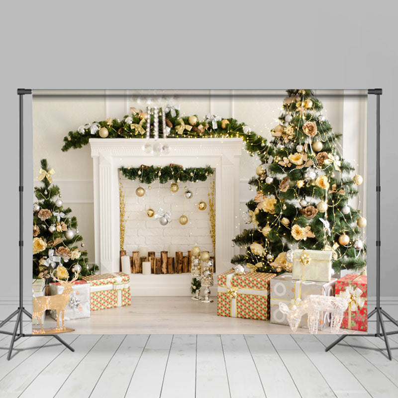 Lofaris White Winter Kitchen House Christmas Holiday Backdrop