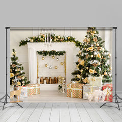 Lofaris White Winter Kitchen House Christmas Holiday Backdrop