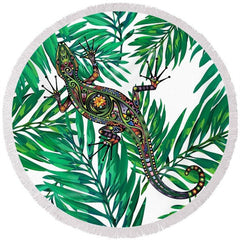 Lofaris Wild Gecko Slender Leaves Summer Circle Beach Blanket