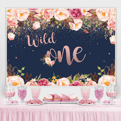 Lofaris Wild One Floral Glitter Party Backdrop for 1st Birthday