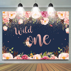 Lofaris Wild One Floral Glitter Party Backdrop for 1st Birthday