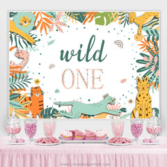 Lofaris Wild One Jungle Animals Happy 1st Birthday Backdrop