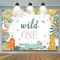 Lofaris Wild One Jungle Animals Happy 1st Birthday Backdrop