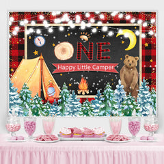 Lofaris Winter Happy Little Camper 1st Birthday Party Backdrop