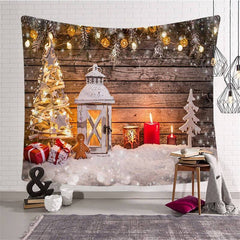 Lofaris Winter Light Wood Christmas Landscape Wall Tapestry