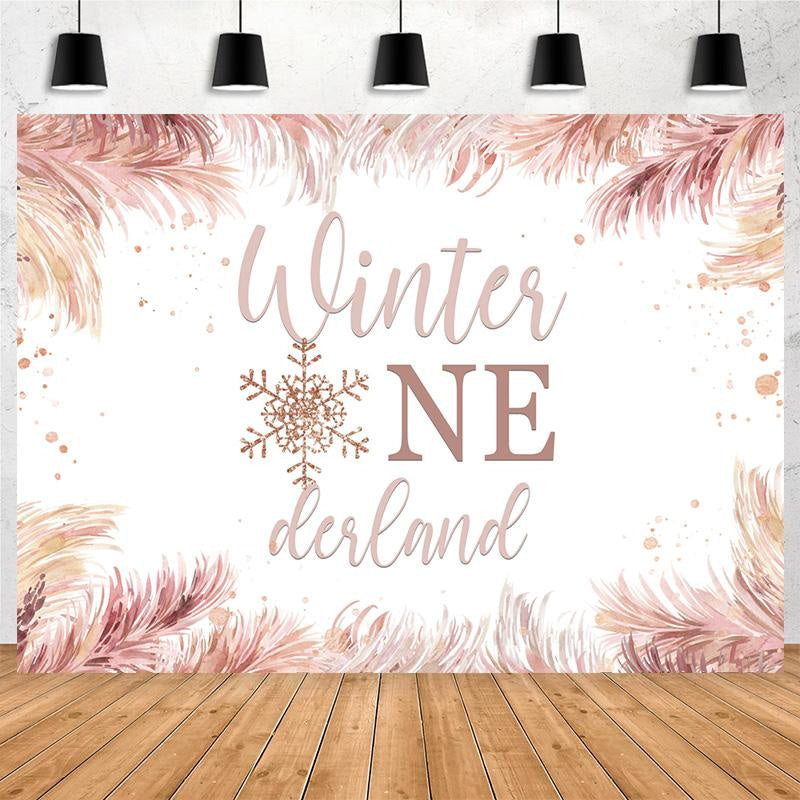 Lofaris Winter One Derland And Pink Snowflake 1st Backdrop